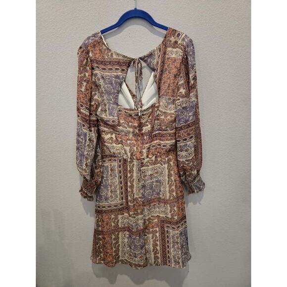 Julia Jordan Paisley Print Dress M Multicolor V-Neck Open Back Short - Picture 5 of 8